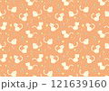 猫のかわいい北欧風パターン_オレンジ 121639160
