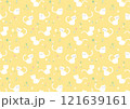 猫のかわいい北欧風パターン_イエロー 121639161