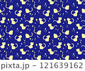 猫のかわいい北欧風パターン_ブルー 121639162