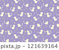 猫のかわいい北欧風パターン_パープル 121639164