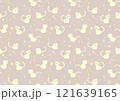猫のかわいい北欧風パターン_ベージュ 121639165