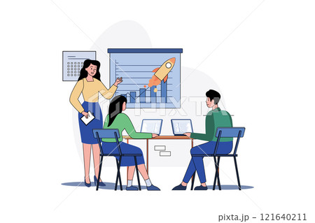 Business Growth Management Analysis Illustration concept on white background Business Growth Management Analysis Illustration concept on white background 121640211