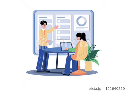 Business Team Managing Task Schedule Illustration concept on white background 121640220