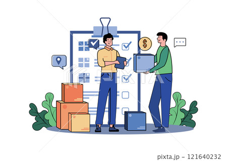 Deliveryman Checking Delivery Order 121640232