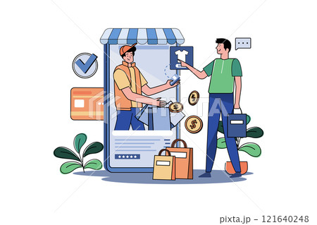 Delivery Of Goods Ordered Through A Mobile Store Delivery Of Goods Ordered Through A Mobile Store 121640248