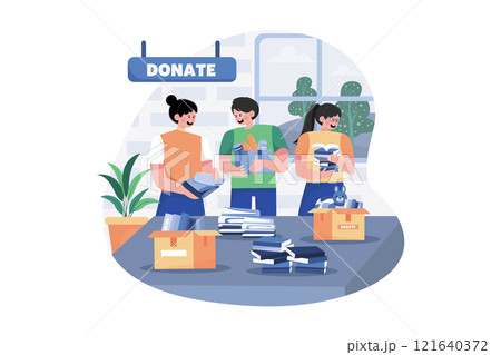 Group Of Volunteers Giving Charity Gifts To The Poor Group Of Volunteers Giving Charity Gifts To The Poor 121640372