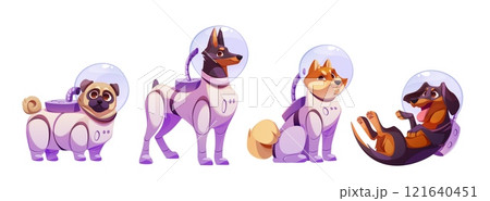Space dog character set in protective suits 121640451