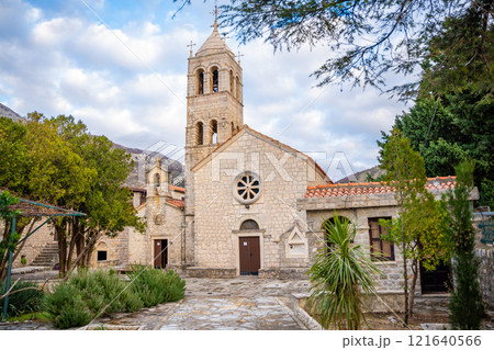 Orthodox Rezevici monastery near the Adriatic sea in Montenegro Orthodox Rezevici monastery near the Adriatic sea in Montenegro 121640566