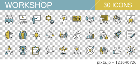 ワークショップに関するアイコンセット カラー ワークショップに関するアイコンセット カラー 121640726