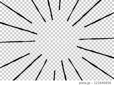 ラフな線の漫画風集中線の素材 121640856