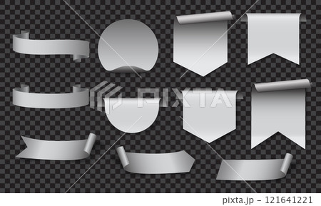 White banner sticker label blank set collection on dark grey checkered background vector White banner sticker label blank set collection on dark grey checkered background vector 121641221