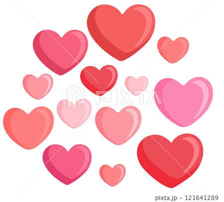 様々な色と大きさのハートマーク イラスト 様々な色と大きさのハートマーク イラスト 121641289