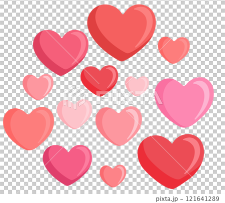 様々な色と大きさのハートマーク イラスト 様々な色と大きさのハートマーク イラスト 121641289