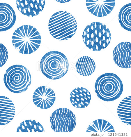 Seamless blue pattern with irregular circular motifs. Seamless blue pattern with irregular circular motifs. 121641321