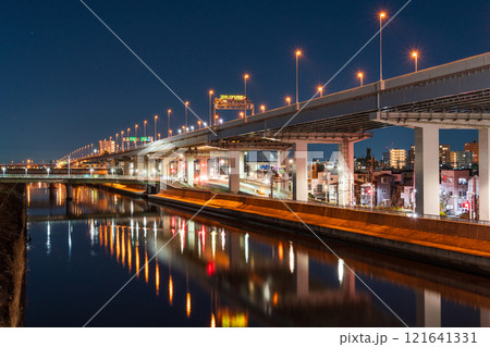 「東京都」首都高速中央環状線 夜景 「東京都」首都高速中央環状線 夜景 121641331