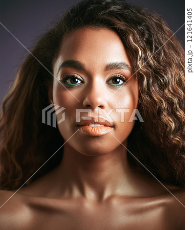 Introspective Beauty with Dark Skin Color in Shadows Introspective Beauty with Dark Skin Color in Shadows 121641405