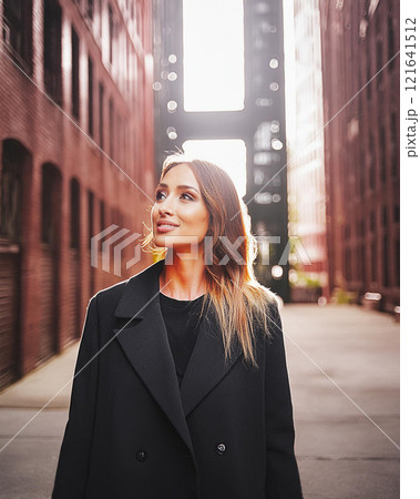 Chic Contemplation in Urban Mood 121641512