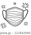 ウイルス対策のマスク　落書き風 121642040