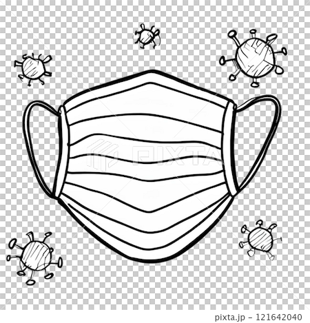 ウイルス対策のマスク　落書き風 121642040