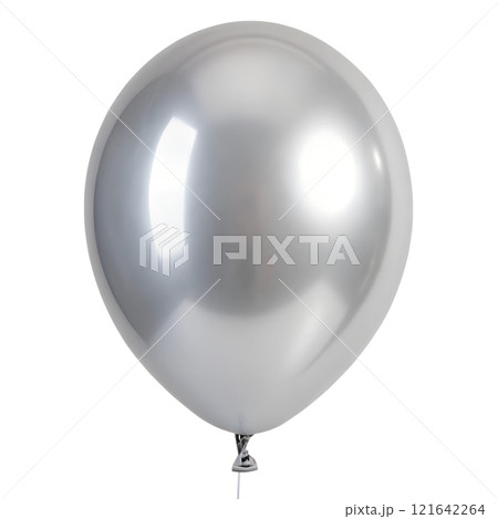 Silver balloon decorative element isolated on the transparent background 121642264