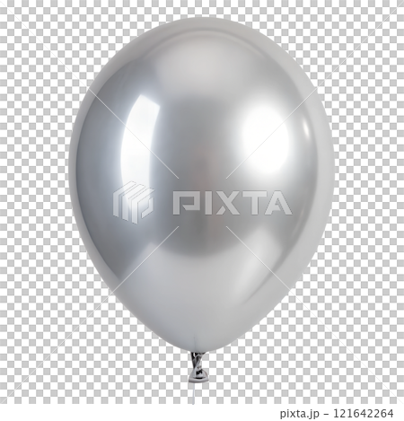 Silver balloon decorative element isolated on the transparent background 121642264