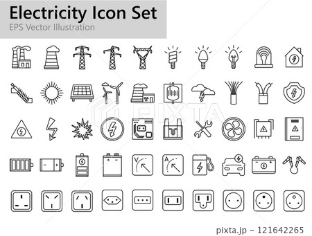 Electricity and power outline icons set. 121642265
