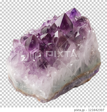 Vibrant amethyst gemstone isolated on the transparent background 121642307