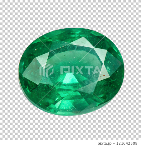 Vibrant emerald gemstone isolated on the transparent background Vibrant emerald gemstone isolated on the transparent background 121642309