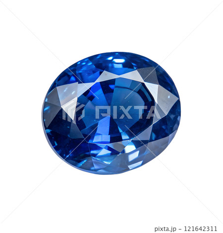 Vibrant sapphire gemstone isolated on the transparent background 121642311