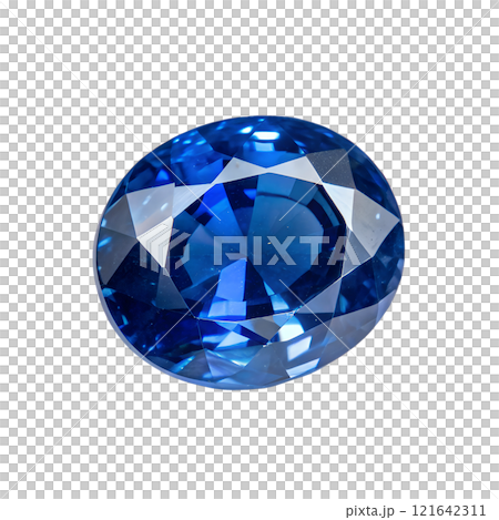 Vibrant sapphire gemstone isolated on the transparent background 121642311