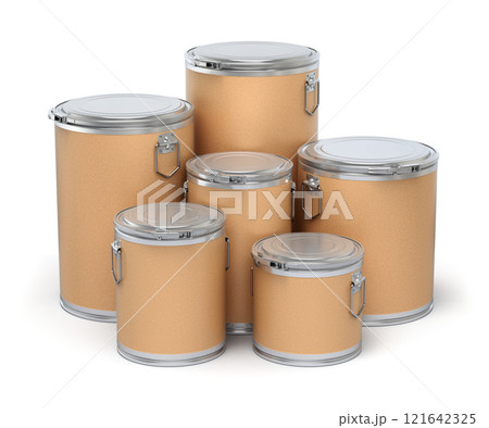 Fiber drum set on white background - 3D illustration Fiber drum set on white background - 3D illustration 121642325