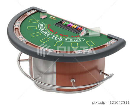 Casino blackjack table isolated on white background - 3D illustration Casino blackjack table isolated on white background - 3D illustration 121642511