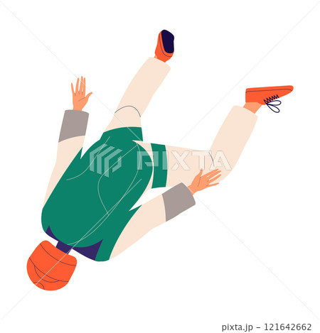 Man Skydiver in Flight Free Falling with Parachute Vector Illustration 121642662