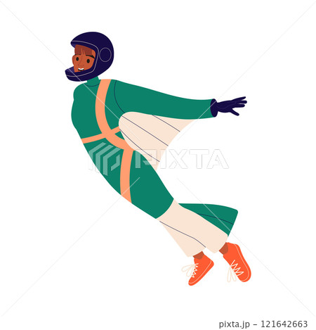 Woman Skydiver in Flight Free Falling with Parachute Vector Illustration 121642663