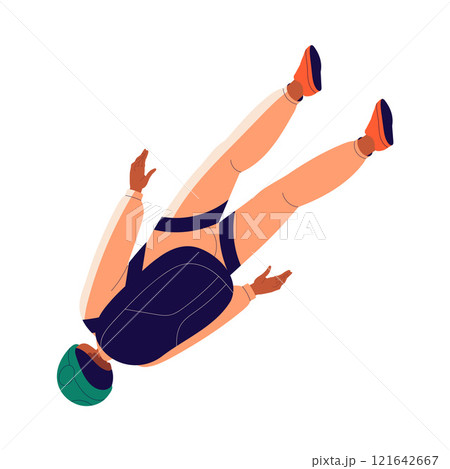 Man Skydiver in Flight Free Falling with Parachute Vector Illustration 121642667