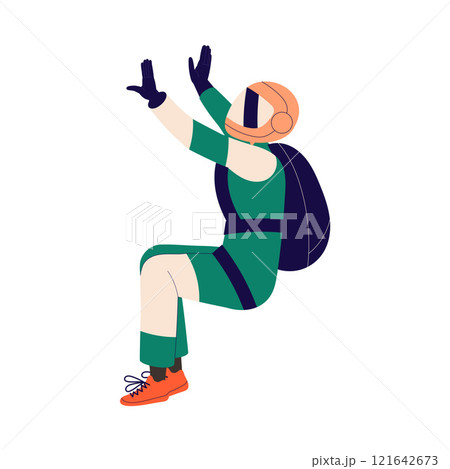 Man Skydiver in Flight Free Falling with Parachute Vector Illustration Man Skydiver in Flight Free Falling with Parachute Vector Illustration 121642673