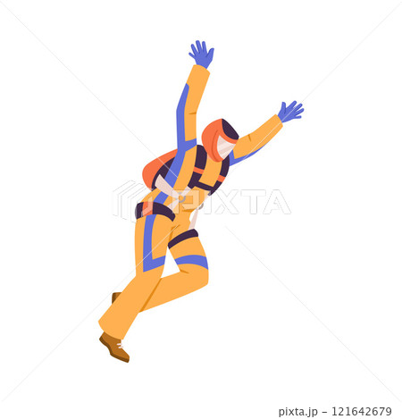 Man Skydiver in Flight Free Falling with Parachute Vector Illustration Man Skydiver in Flight Free Falling with Parachute Vector Illustration 121642679