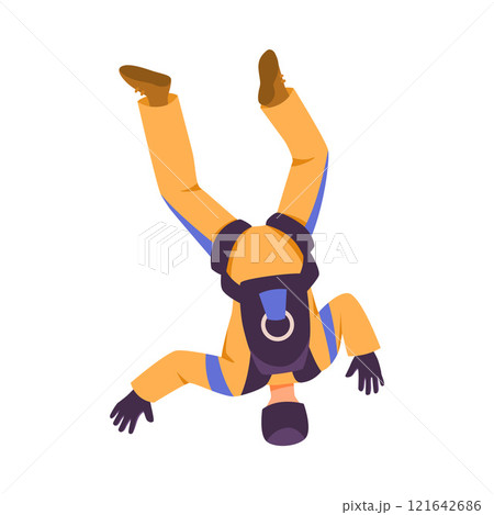 Man Skydiver in Flight Free Falling with Parachute Vector Illustration Man Skydiver in Flight Free Falling with Parachute Vector Illustration 121642686