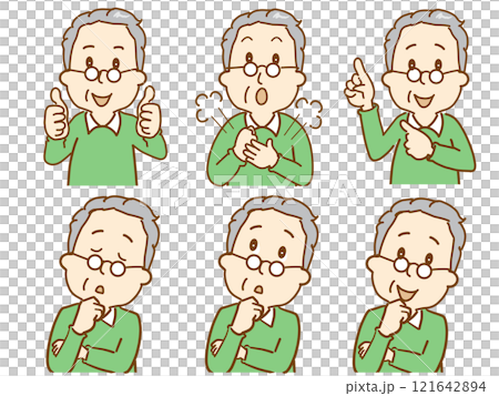 老人姿勢,好,拍手,指點,擔心,微笑 老人姿勢,好,拍手,指點,擔心,微笑 121642894
