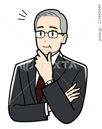 スーツを着た笑顔のシニア男性 121642949