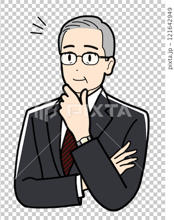 スーツを着た笑顔のシニア男性 121642949