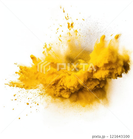 Powder explosion isolated on white background. Colored dust erupts 121643100