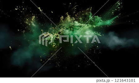 Powder explosion isolated on white background. Colored dust erupts 121643101