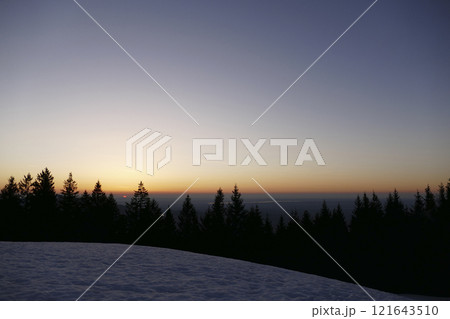 Sunset at Rechelberg mountain in wintertime, Bavaria, Germany 121643510