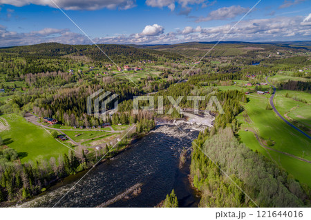 Ristafallet waterfall in the western part of Jamtland is listed as one of the most beautiful waterfalls in Sweden. 121644016