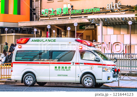 日本の東京都市景観 元日。お正月で賑わう上野駅(広小路口)前に出動した救急車などを望む=令和7年 日本の東京都市景観 元日。お正月で賑わう上野駅(広小路口)前に出動した救急車などを望む=令和7年 121644123