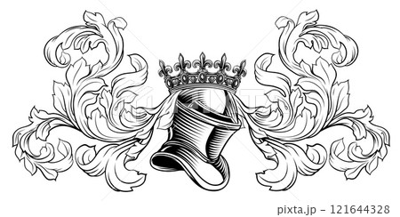 Coat of Arms Crest Knight Helmet Heraldry Design 121644328