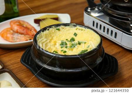 Korean traditional food. steamed egg Korean traditional food. steamed egg 121644350