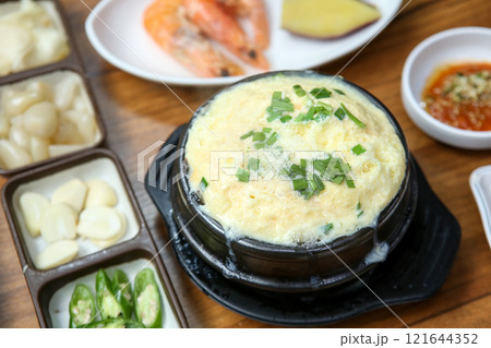 Korean traditional food. steamed egg Korean traditional food. steamed egg 121644352
