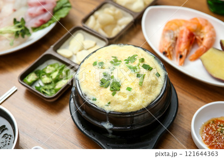 Korean traditional food. steamed egg Korean traditional food. steamed egg 121644363